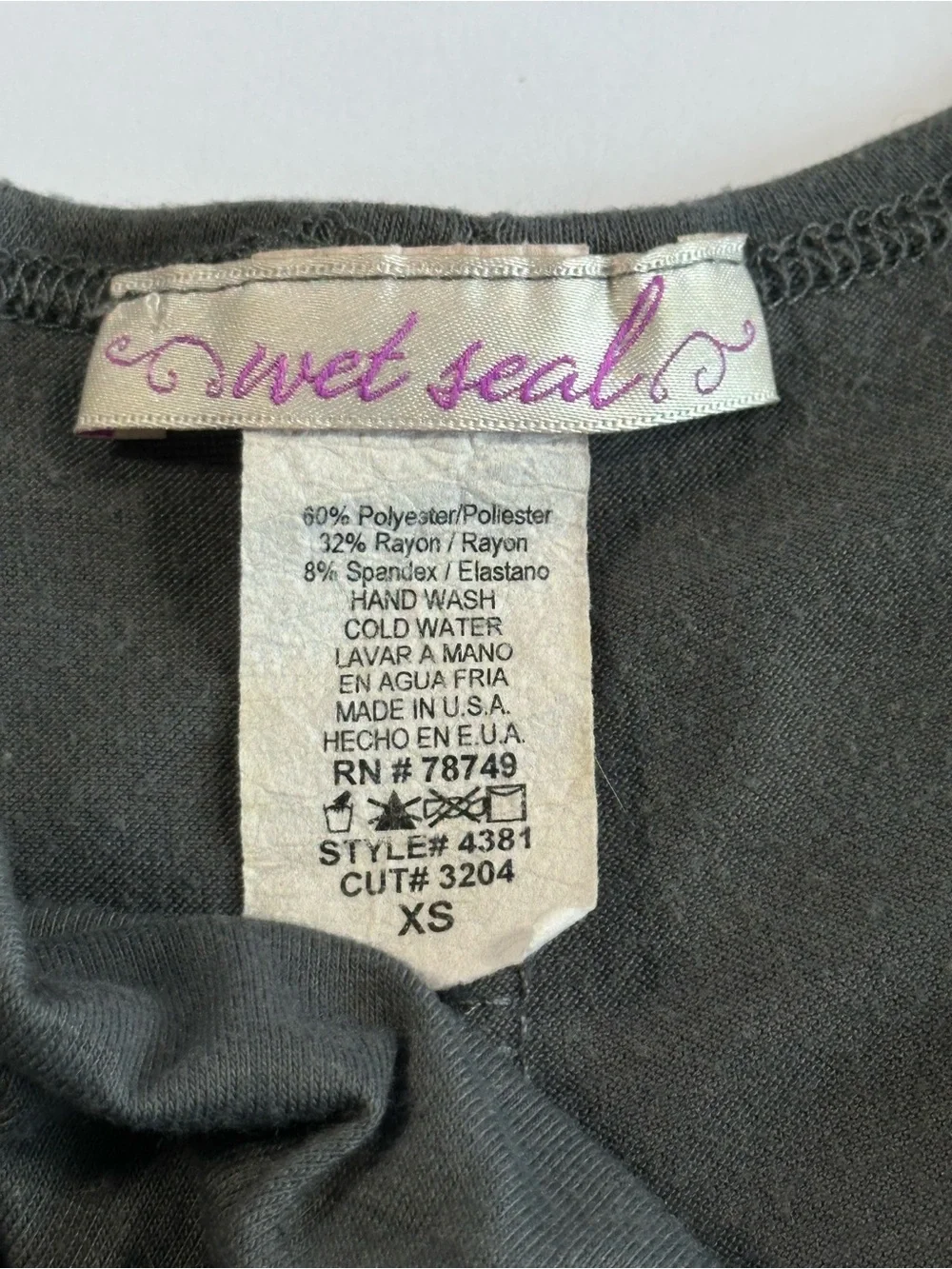 Y2K Gray Cowl Neck Short Sleeve